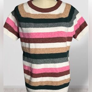 NWOT Torrid Multicolor Stripe Sweater Women 0 L 12 Short Sleeve Soft Spring